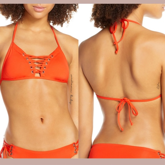 NWT $68 Isabella Rose Home‎ Lace Bikini Top in Flame [SZ Small ]